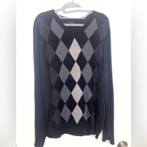 Apt. 9 Men's V-Neck Argyle Sweater - Black and Gray